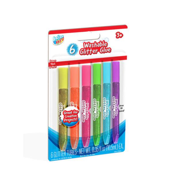 6 PK COLOFUL GLITTER GLUE