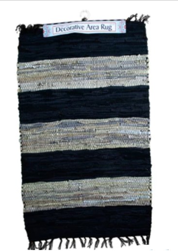 WIDE STRIPE LEATHER CHINDI RUG