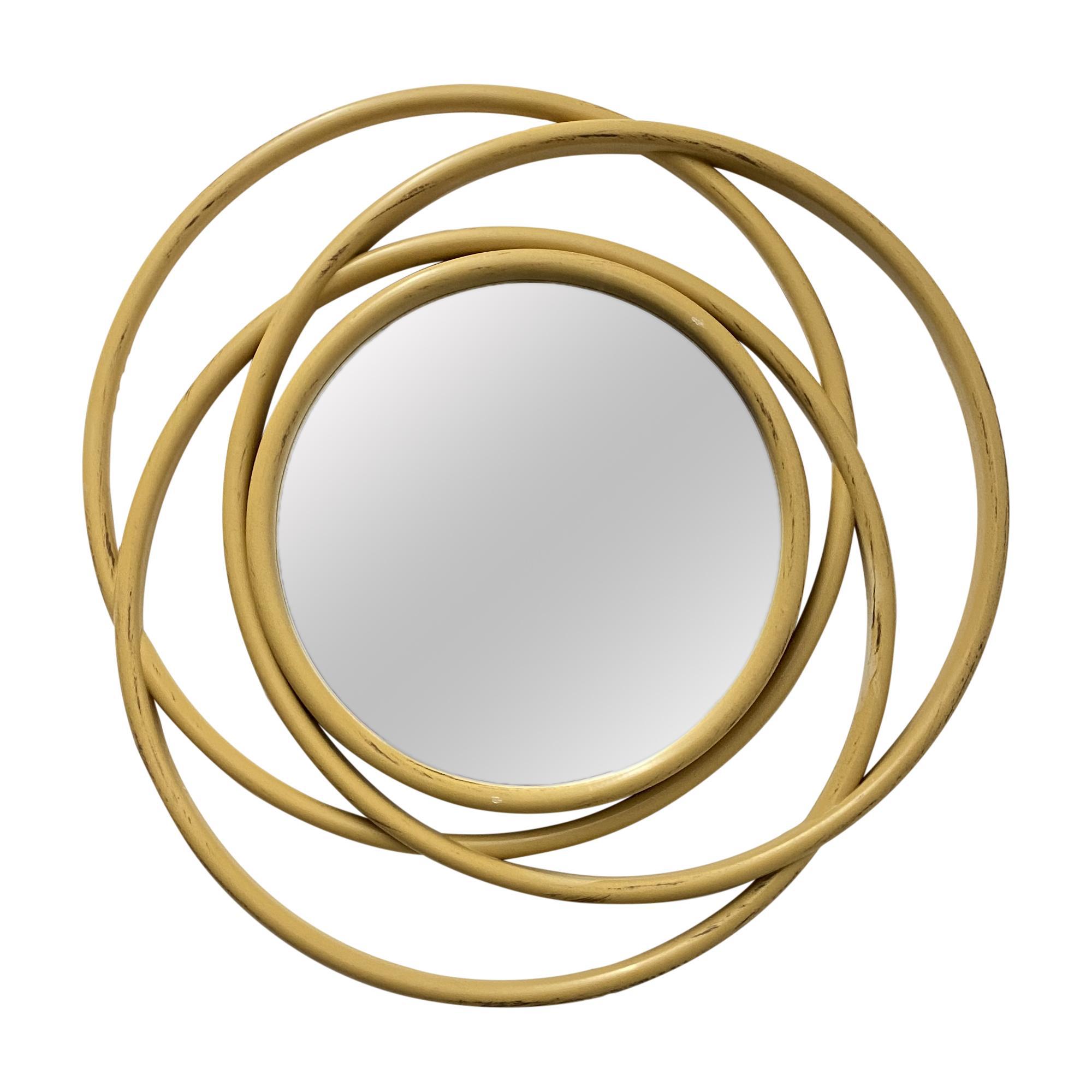 20" TAN CIRCLE DECOR MIRROR