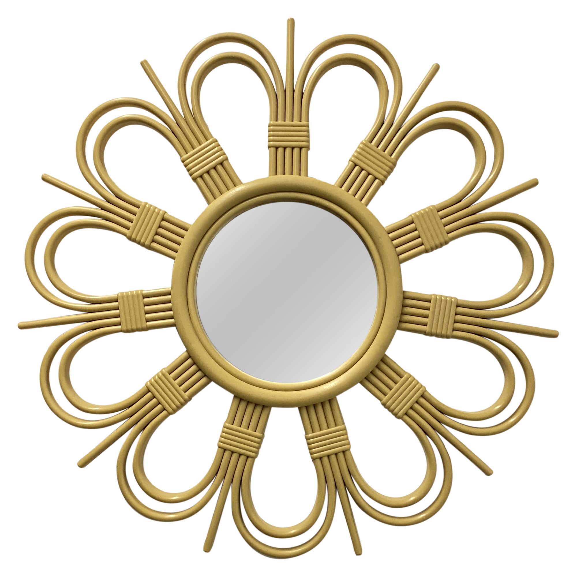 20" TAN FLOWER DECOR MIRROR