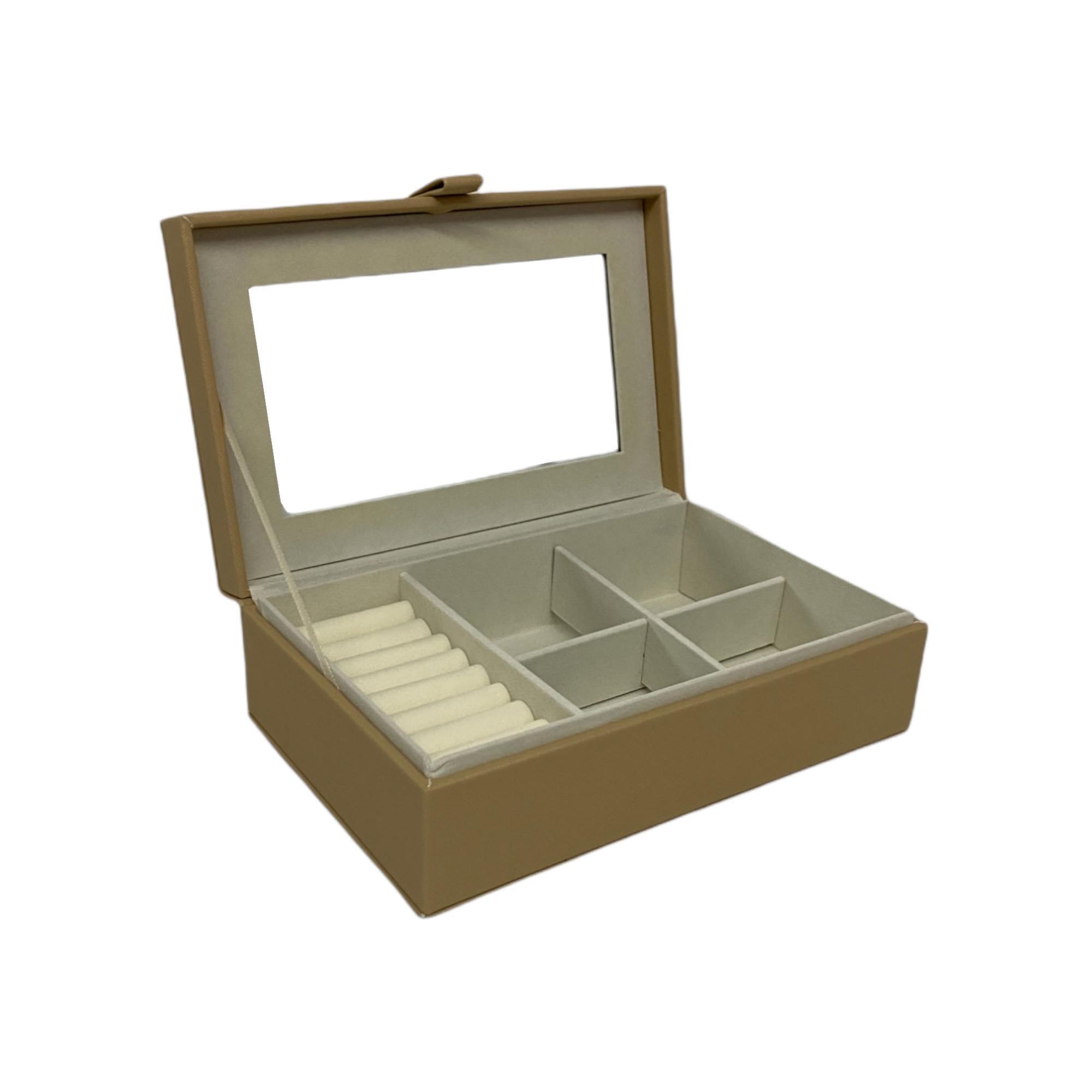 TAN FAUX LEATHER JEWELRY BOX