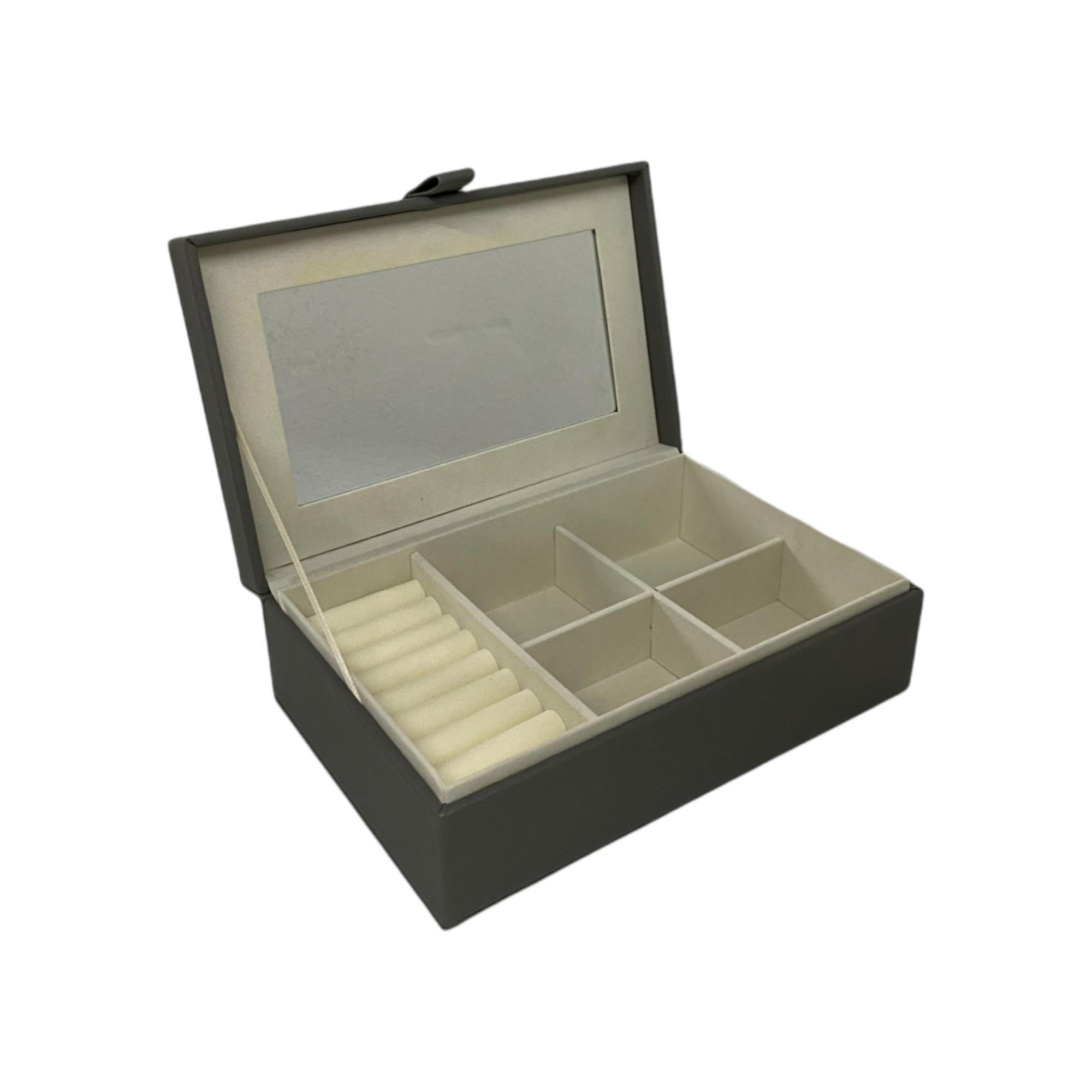 BLK FAUX LEATHER JEWELRY BOX