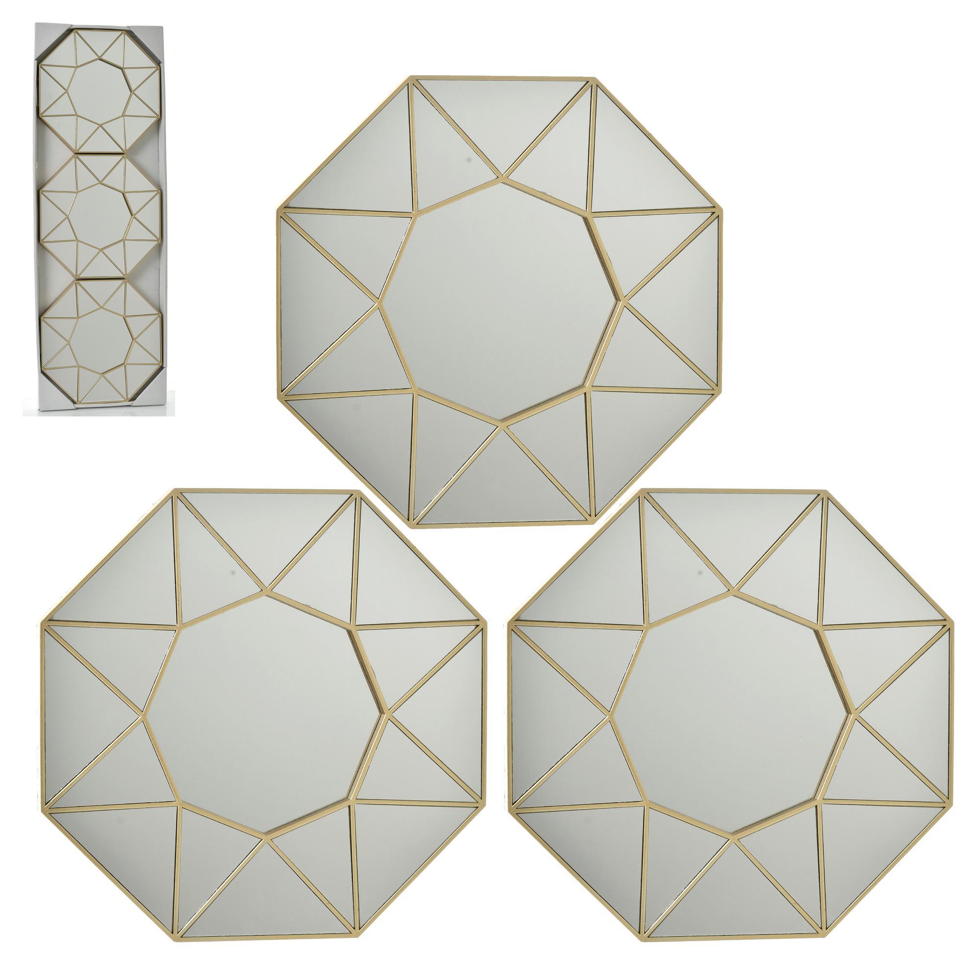 3PC GOLD DECOR MIRROR