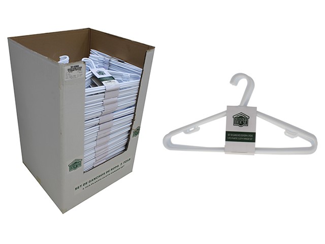 5PC WHT  PLASTIC CLOTH HNGR