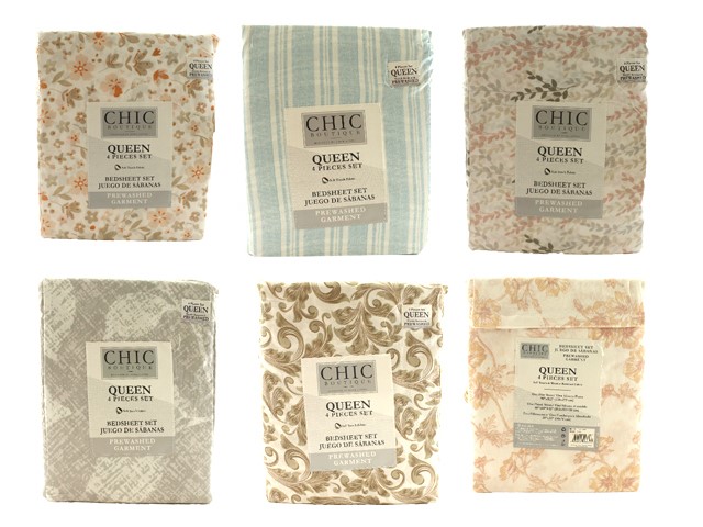QUEEN ASST FABRIC BAG SHEET SET