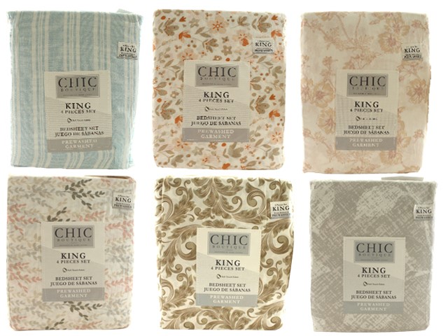 KING ASST FABRIC BAG SHEET SET