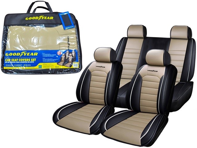 9PC BLK/BEIGE CAR SEAT COVER