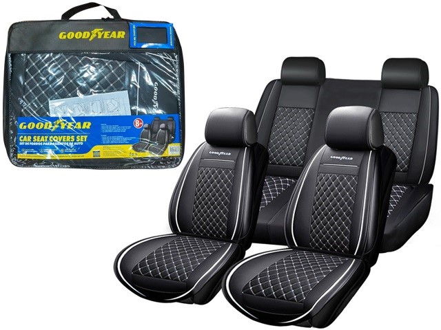 9PC BLK/WHT CAR SEAT COVER
