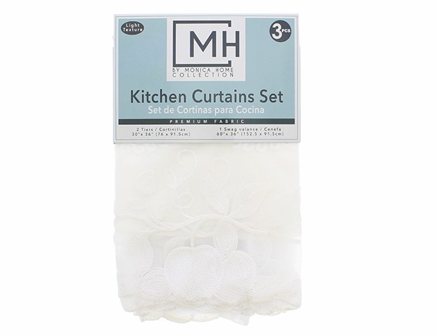 WHT KITCHEN CURTAIN SET-APPLE