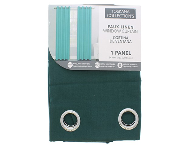 GREEN FAUX LINEN CURTAIN