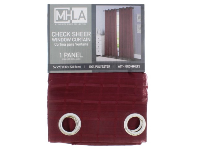 BURGUNDY SHEER  CHECK  PANEL