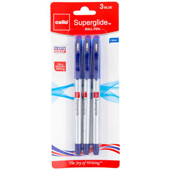 3CT BLUE INK PENS 1.0 M