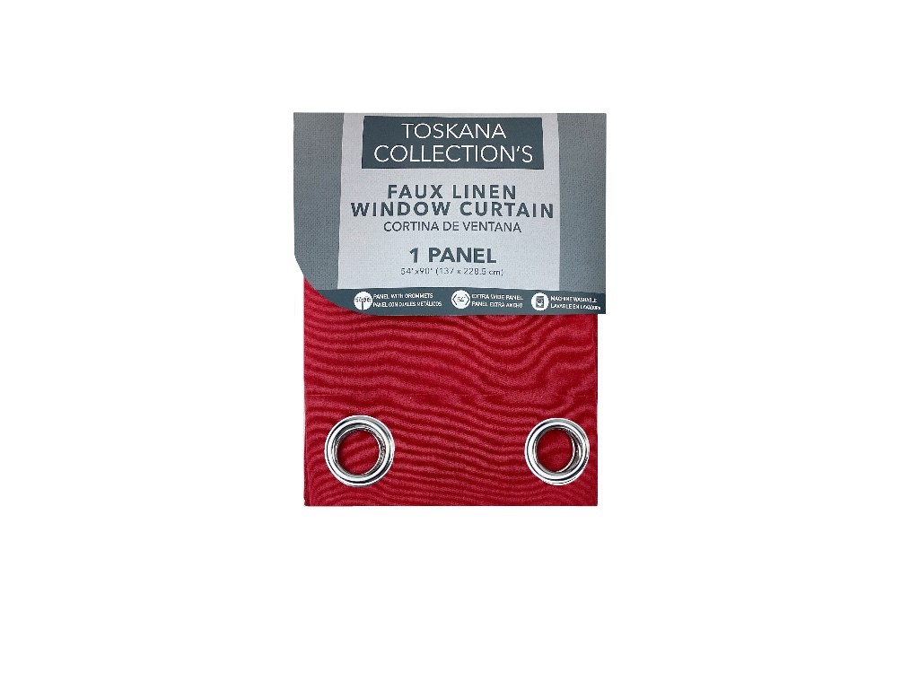 RED FAUX LINEN CURTAIN