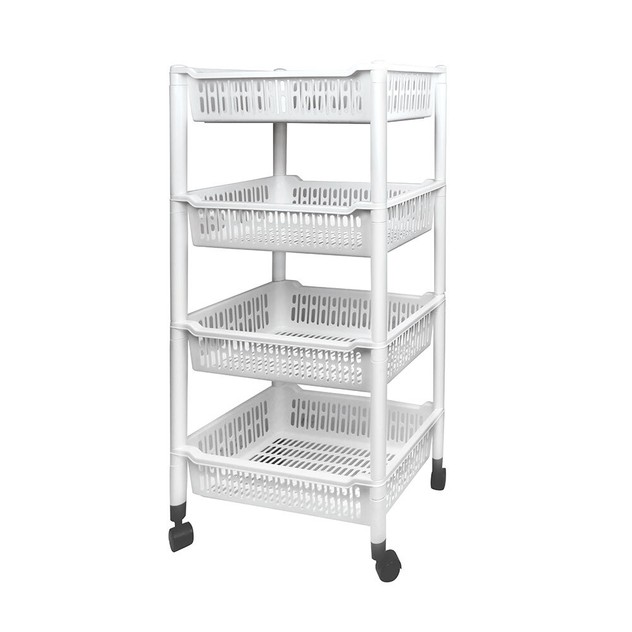 18X32 WHT 4LYER RACK W/WHEELS