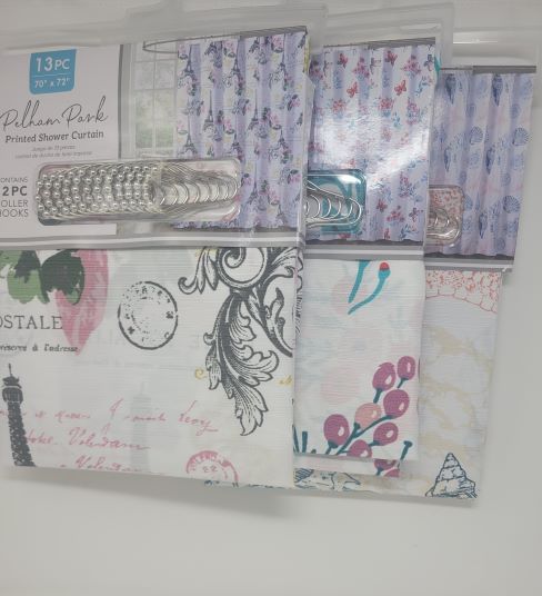 13PC SHOWER CURTAIN ASST