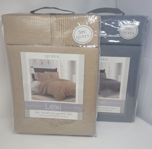LEXI SOLID QUILT QUEEN 3PC