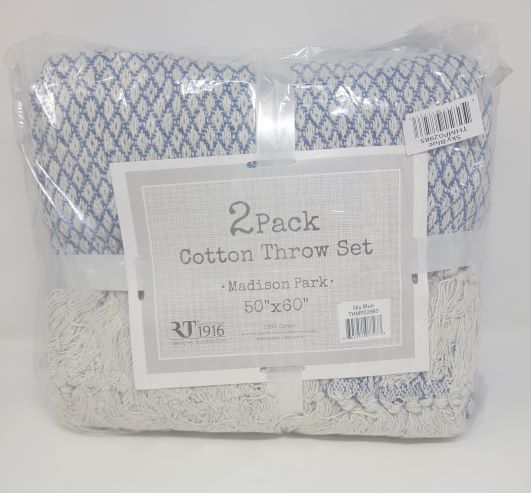 2PK 50''X60'' THROW SET SKY/BLU
