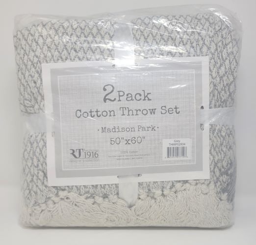 2PK 50''X60'' THROW SET GREY