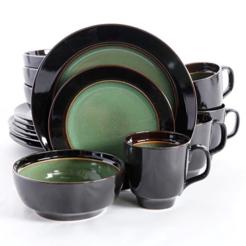 16PCS DINNERWARE GREEN/BLK