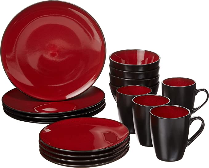 16PC D/WARE BURGUNDY-BLK