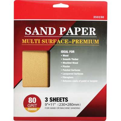 80GR 9X11 SANDPAPER 3PK