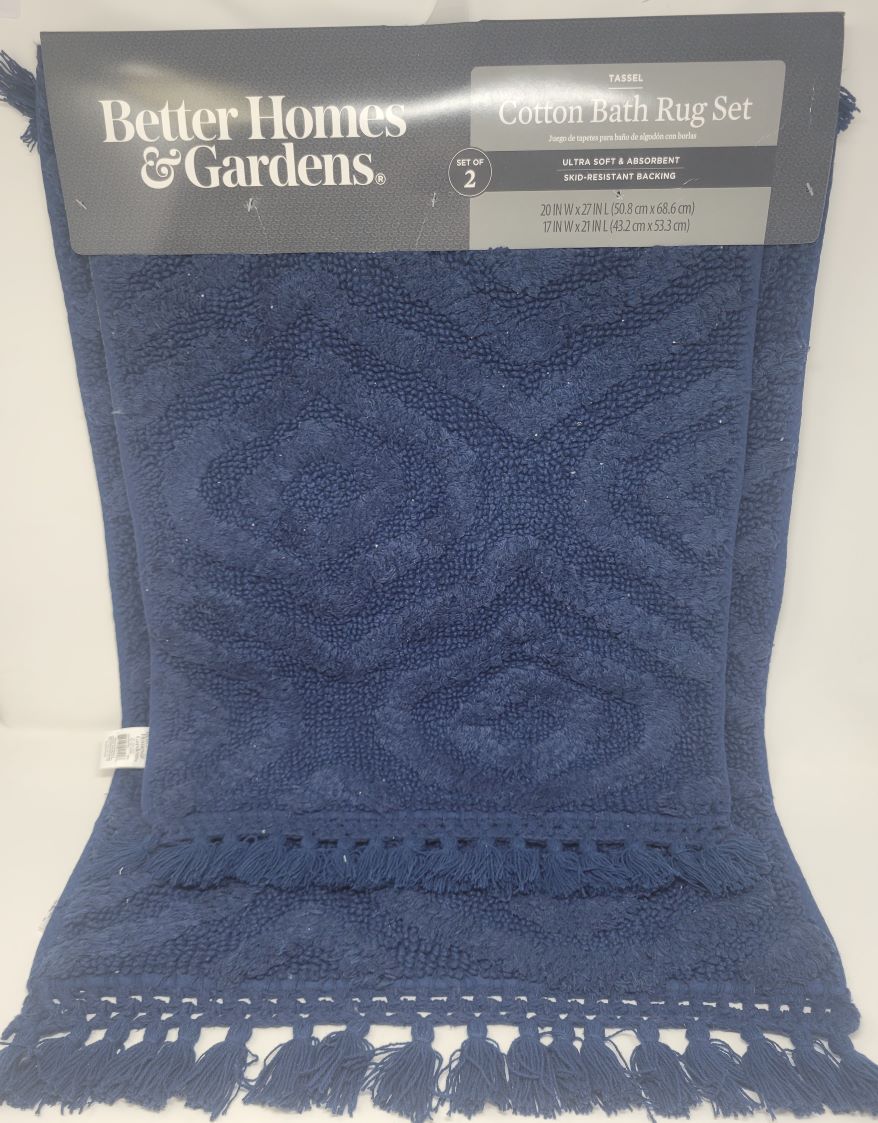 100% COTTON NAVY RUG 2PC