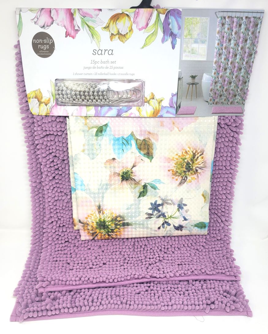 SARA BATH SET 15PC MULTI
