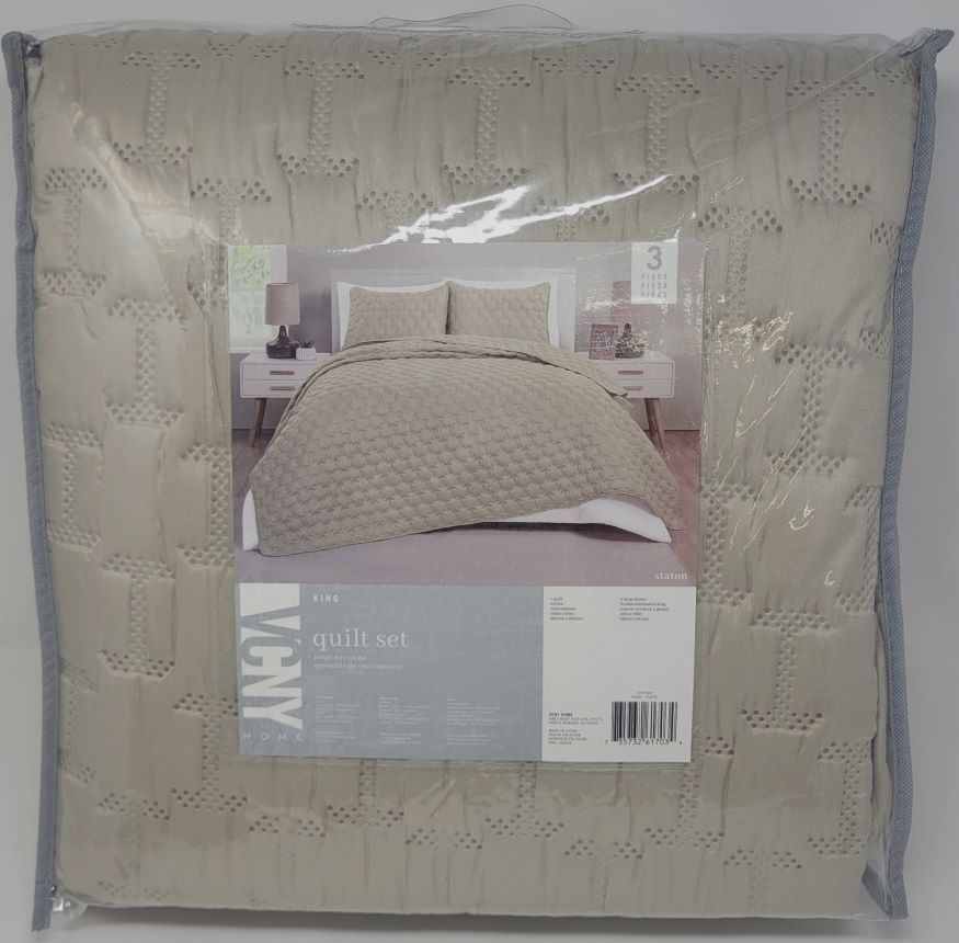 3PC KING QUILT SET TAUPE