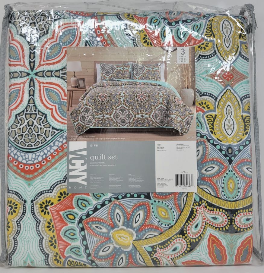 3PC KING QUILT SET MULTI