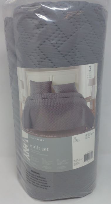 NINA F/QUEEN 3PC GRAY QUILT