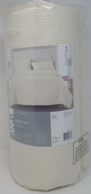 NINA F/QUEEN 3PC IVORY QUILT