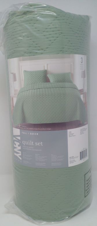 NINA 3PC F/QUEEN QUILT GREEN