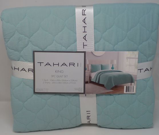 3PC SOLID QUILT KING-AQUA