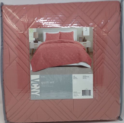 TREX 3PC KING QUILT MAUVE