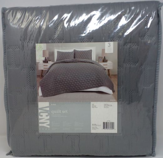 STANTON 3PC KING QUILT SET GREY