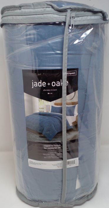 3PC HEX F/QUN COMFORTER NAVY