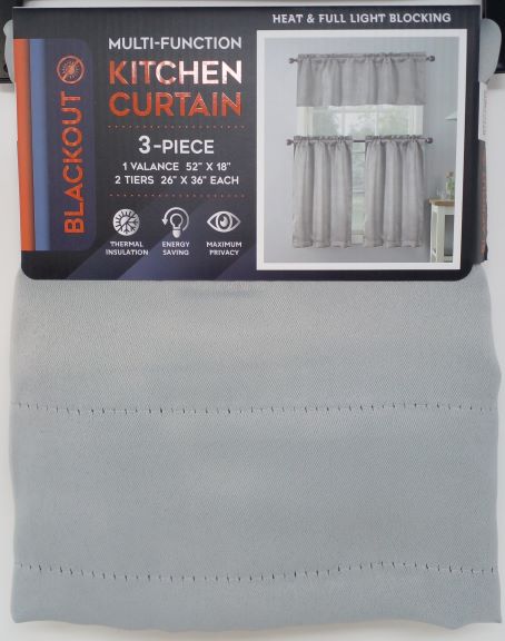 B/OUT KITCHEN CURTAIN SILV