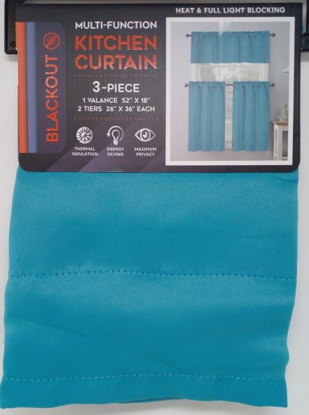 B/OUT KITCHEN CURTAIN TURQ