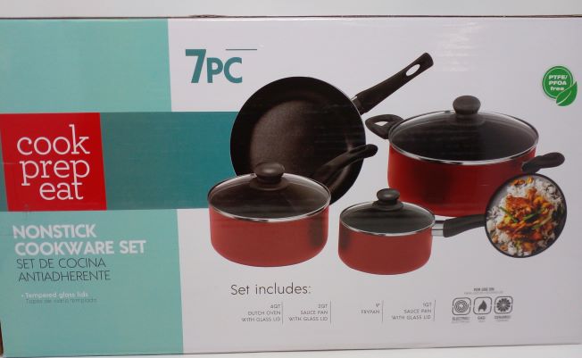 7PC NON-STICK COOK SET - RED