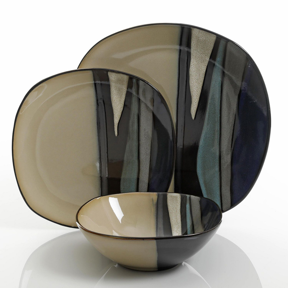 12PC TEAL SQ DINNERWARE