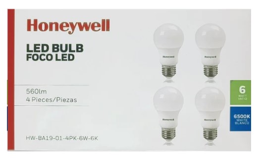 4PK HONEYWELL LED BULB 6W/65K