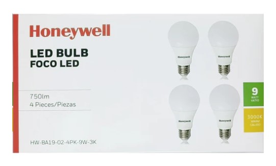 4PK HONEYWELL LED BULB 9W/3K